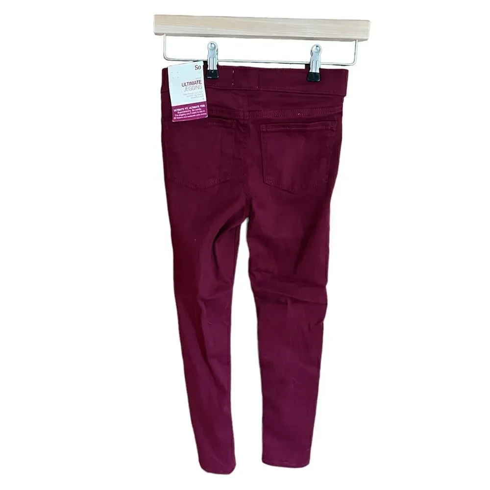 ‎SO burgundy NWT girls size 8 jeggings